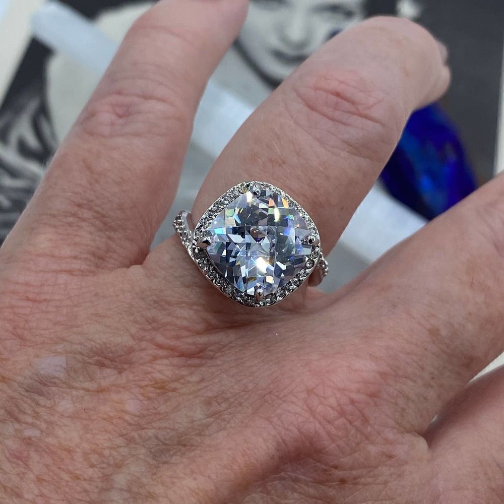 Rhodium Brass High Grade Cubic Zirconia Ring Sizes 9 & 10 - Picture 8 of 8